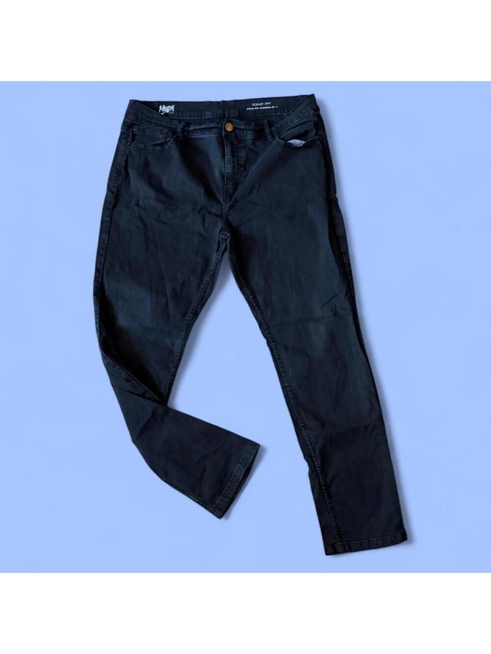 Mugsy Squid Inks Black Stretch Men's Slim Straight Jeans 38x32